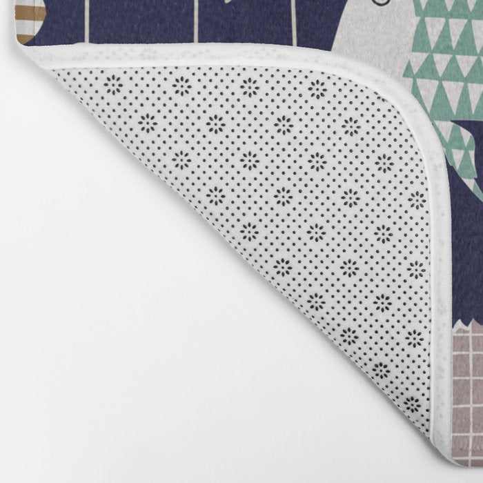 Fresh fish on dark navy blue pattern Bath Mat Gallery Image 2