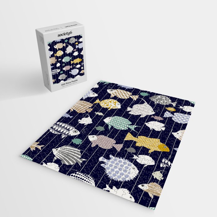 Fresh fish on dark navy blue pattern Jigsaw Puzzle Gallery Image 2