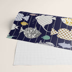 Fresh fish on dark navy blue pattern Wrapping Paper Gallery Image 2