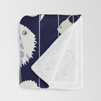 Fresh fish on dark navy blue pattern Throw Blanket Gallery Image 3