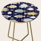Fresh fish on dark navy blue pattern Side Table Gallery Image 2