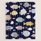 Fresh fish on dark navy blue pattern Jigsaw Puzzle Gallery Image 1