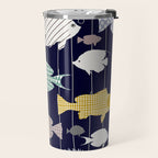 Fresh fish on dark navy blue pattern Travel Mug Gallery Image 2