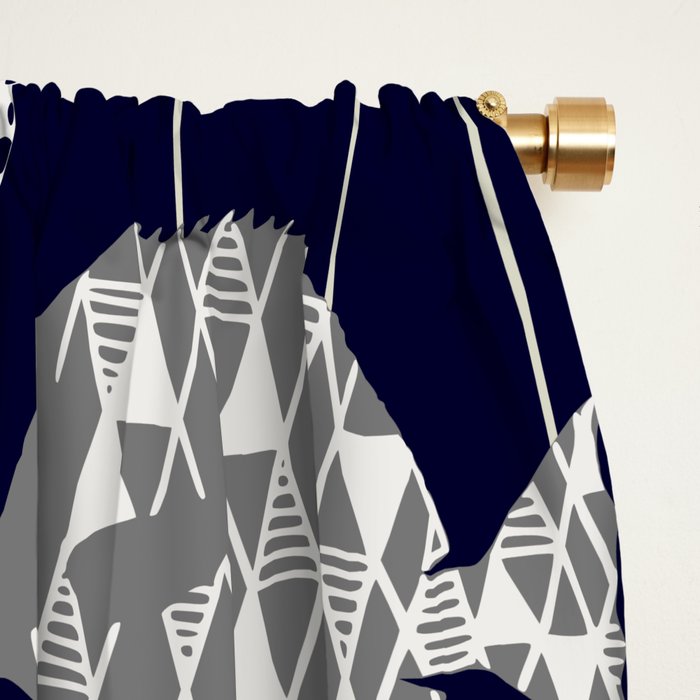 Fresh fish on dark navy blue pattern Window Curtain Gallery Image 2