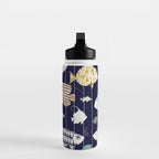 Fresh fish on dark navy blue pattern Water Bottle Gallery Image 3