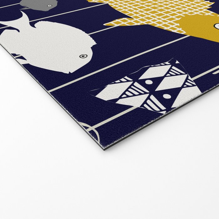 Fresh fish on dark navy blue pattern Welcome Mat Gallery Image 2