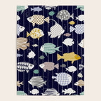 Fresh fish on dark navy blue pattern Poster Gallery Image 4