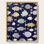 Fresh fish on dark navy blue pattern Serving Tray Gallery Image 1