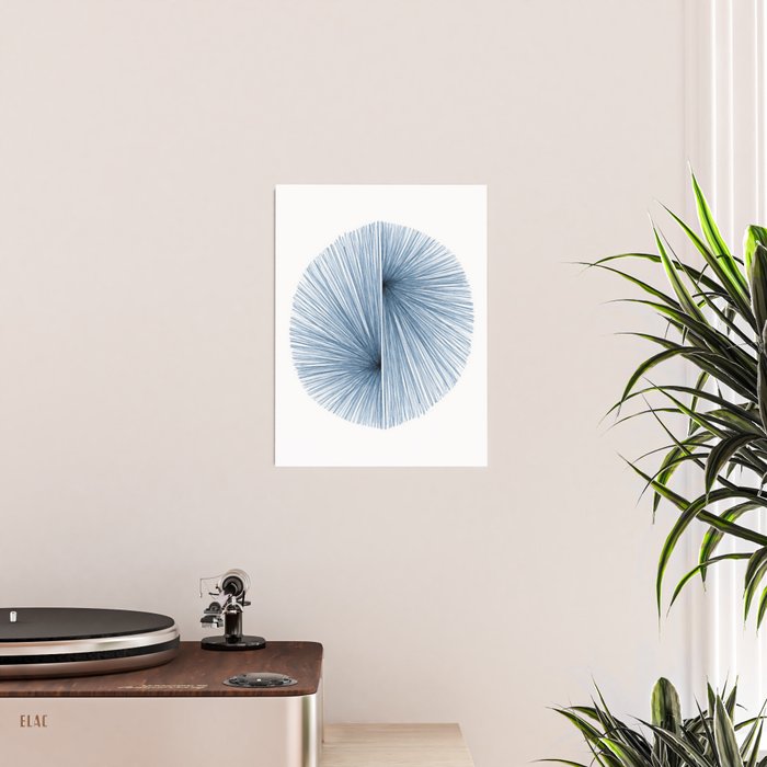 Indigo Blue Mid Century Modern Geometric Abstract Poster Gallery Image 2