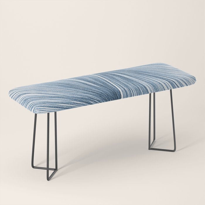 Indigo Blue Mid Century Modern Geometric Abstract Bench Gallery Image 1