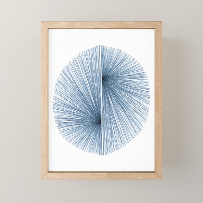 Indigo Blue Mid Century Modern Geometric Abstract Mini Art Print Gallery Image 1