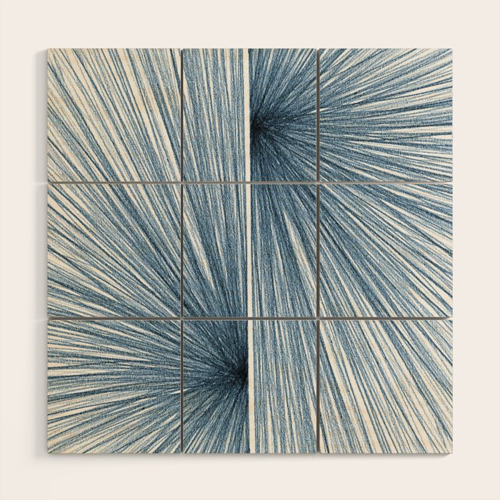 Indigo Blue Mid Century Modern Geometric Abstract Wood Wall Art Gallery Image 1