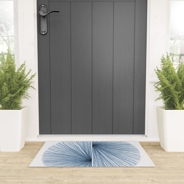 Indigo Blue Mid Century Modern Geometric Abstract Welcome Mat Gallery Image 3