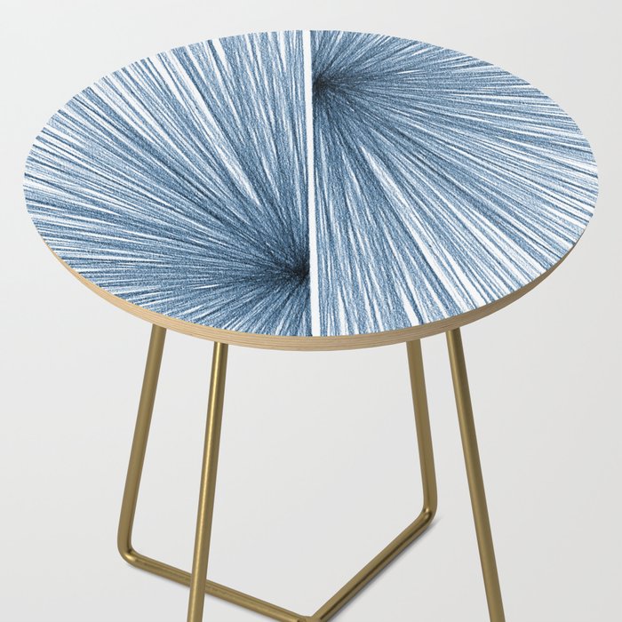 Indigo Blue Mid Century Modern Geometric Abstract Side Table Gallery Image 2