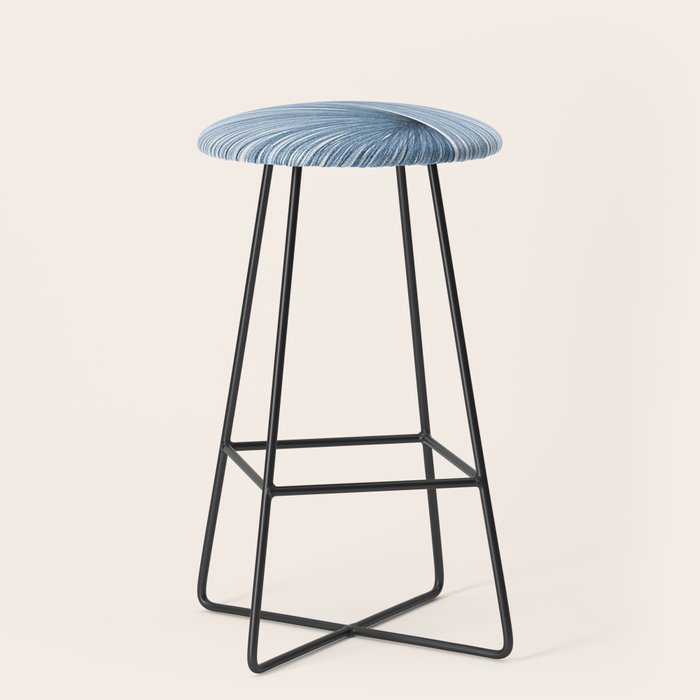 Indigo Blue Mid Century Modern Geometric Abstract Stool Gallery Image 1