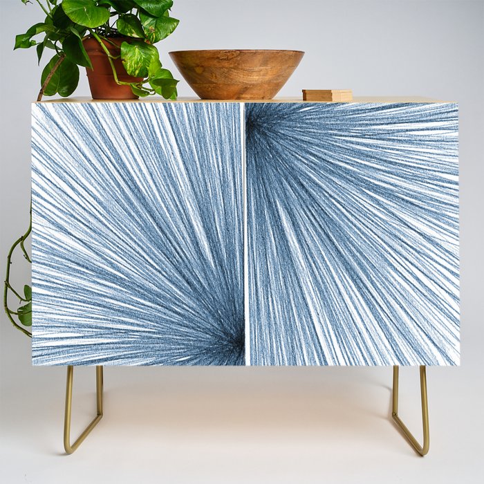Indigo Blue Mid Century Modern Geometric Abstract Credenza Gallery Image 1