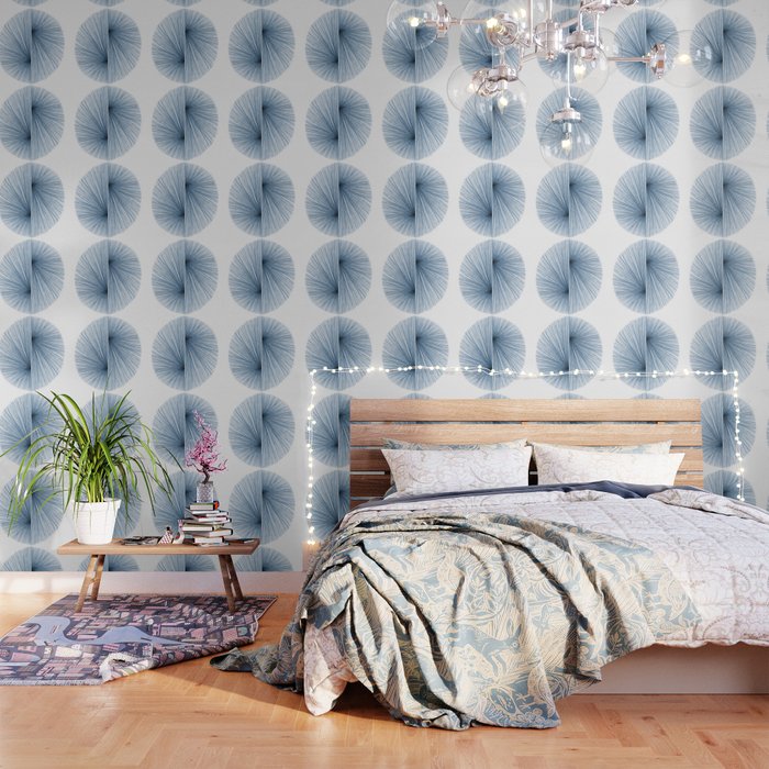 Indigo Blue Mid Century Modern Geometric Abstract Wallpaper Gallery Image 1