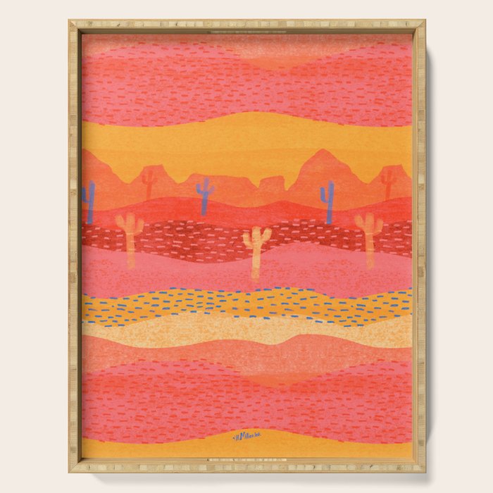 Vintage Western Desert Landscape in Warm Sunrise Serving Tray Gallery Image 1