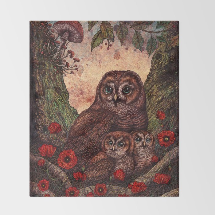 Tawny Owlets Throw Blanket Gallery Image 2