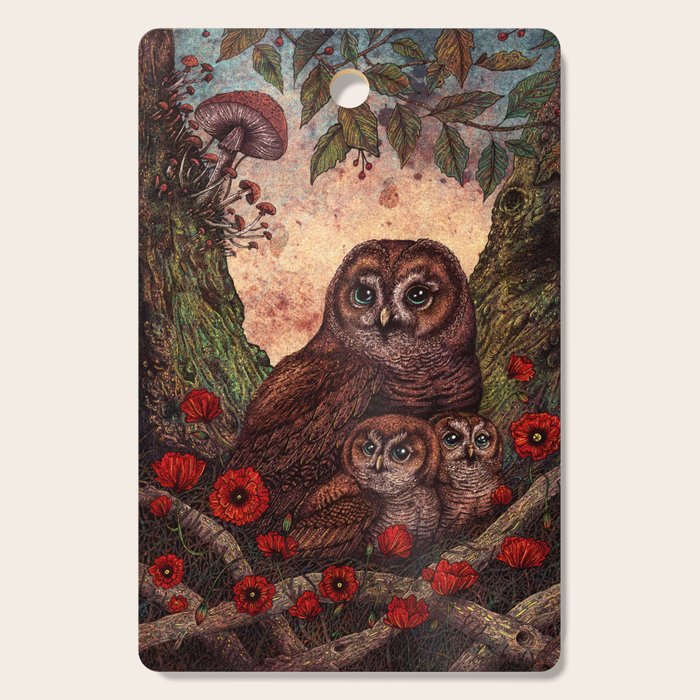 Tawny Owlets Cutting Board Gallery Image 1