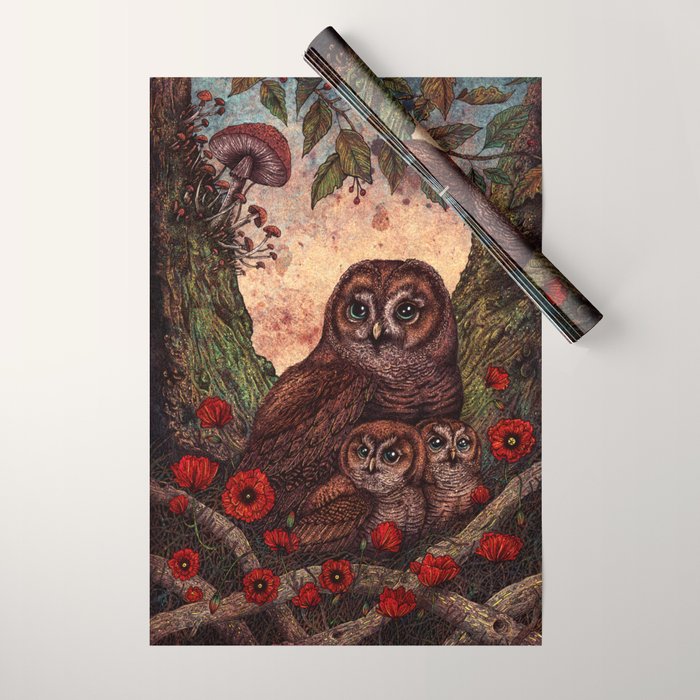 Tawny Owlets Wrapping Paper Gallery Image 1