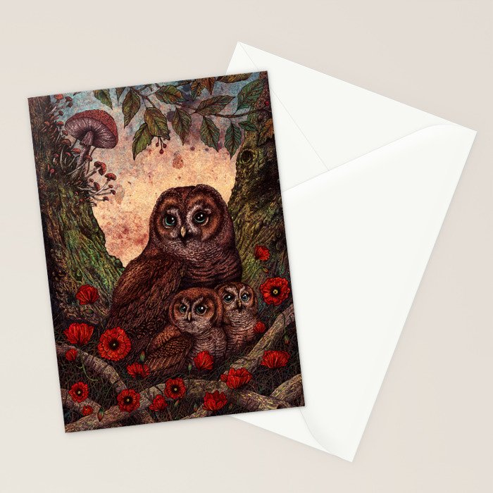 Tawny Owlets Stationery Card Gallery Image 2