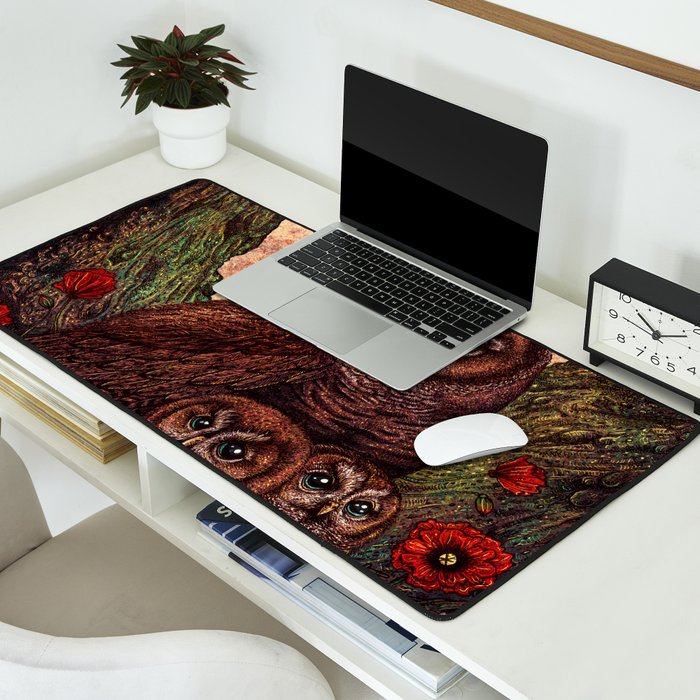Tawny Owlets Desk Mat Gallery Image 2