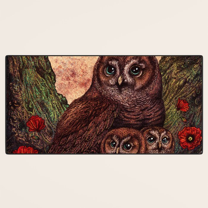 Tawny Owlets Desk Mat Gallery Image 3