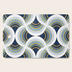 Art deco scallop elegance // blue geometric shapes golden textured lines Cutting Board Gallery Image 1