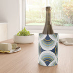 Art deco scallop elegance // blue geometric shapes golden textured lines Wine Chiller Gallery Image 4