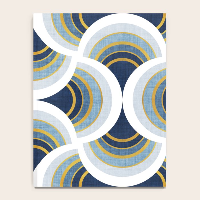 Art deco scallop elegance // blue geometric shapes golden textured lines Notebook Gallery Image 4
