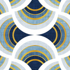 Art deco scallop elegance // blue geometric shapes golden textured lines Coffee Mug Gallery Image 2
