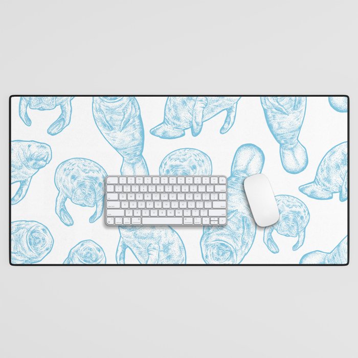 Manatees - Light Blue Desk Mat Gallery Image 1