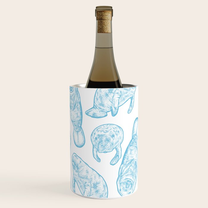 Manatees - Light Blue Wine Chiller Gallery Image 1