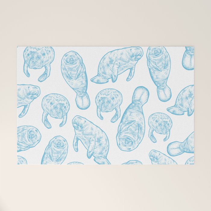 Manatees - Light Blue Welcome Mat Gallery Image 1