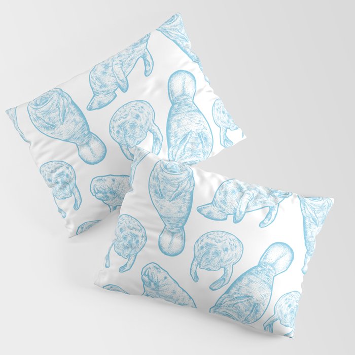 Manatees - Light Blue Pillow Sham Gallery Image 1