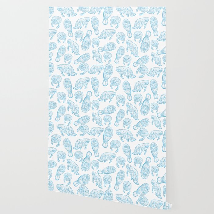 Manatees - Light Blue Wallpaper Gallery Image 2