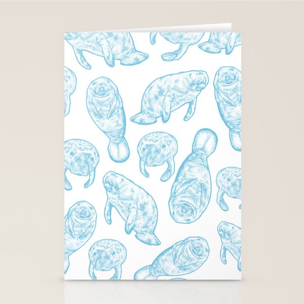 Manatees - Light Blue Stationery Card Gallery Image 1