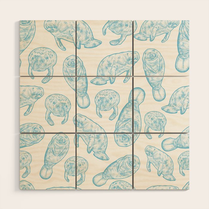 Manatees - Light Blue Wood Wall Art Gallery Image 1