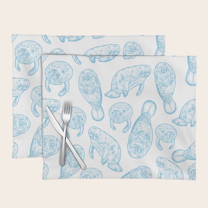 Manatees - Light Blue Placemat Gallery Image 1