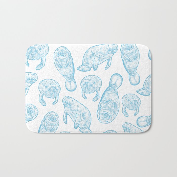 Manatees - Light Blue Bath Mat Gallery Image 1