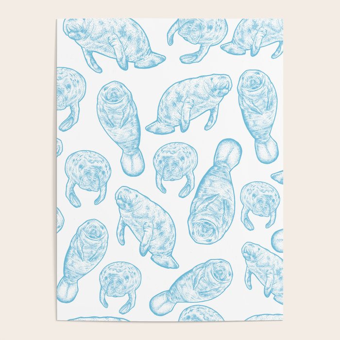 Manatees - Light Blue Poster Gallery Image 4