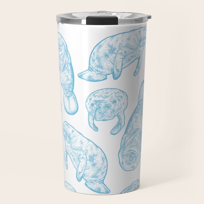 Manatees - Light Blue Travel Mug Gallery Image 1