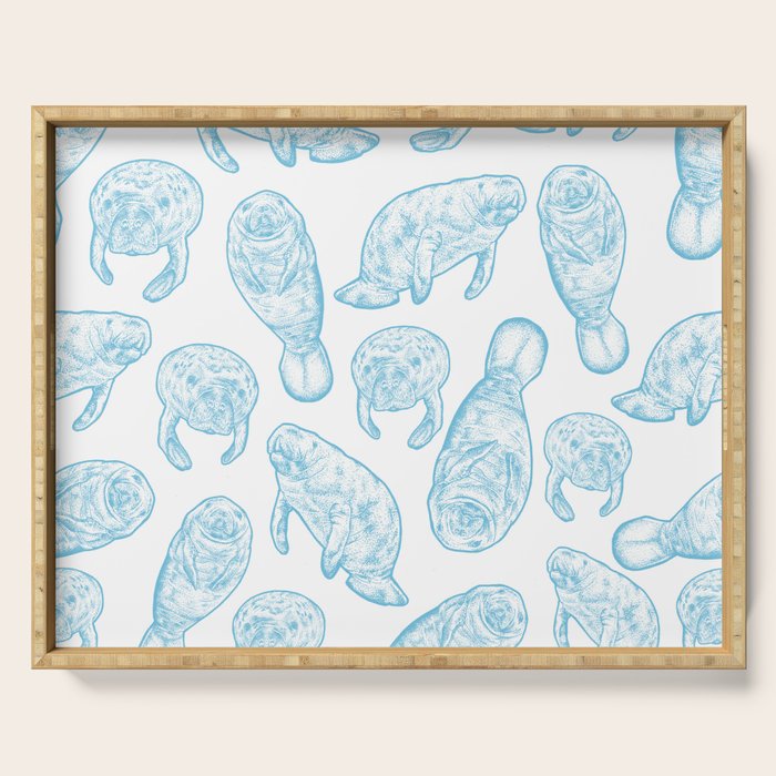 Manatees - Light Blue Serving Tray Gallery Image 1