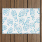 Manatees - Light Blue Outdoor Rug Gallery Image 1