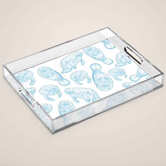 Manatees - Light Blue Acrylic Tray Gallery Image 1