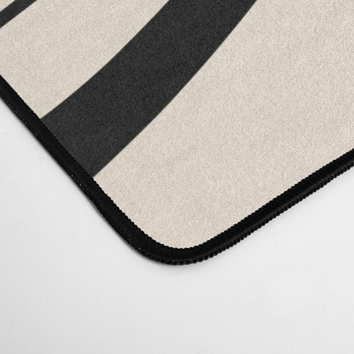 Modern Liquid Swirl Abstract Pattern Square in Almond Cream and Black Desk Mat Gallery Image 4