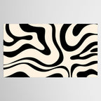 Modern Liquid Swirl Abstract Pattern Square in Almond Cream and Black Tablecloth Gallery Image 2