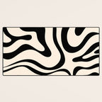 Modern Liquid Swirl Abstract Pattern Square in Almond Cream and Black Desk Mat Gallery Image 3