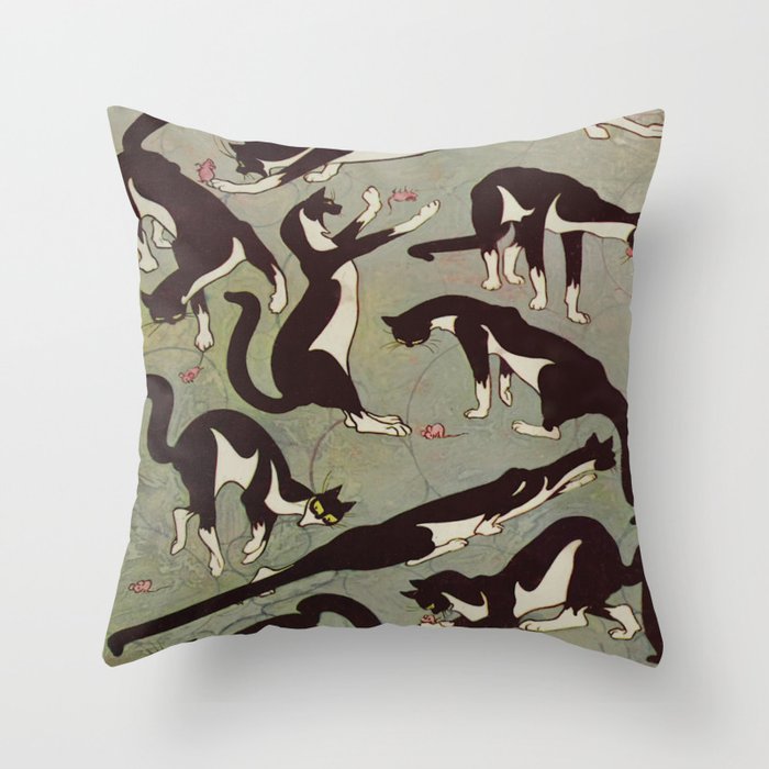 Edited magazine cover - The Lone hand - 1909 Cat Playing With Mouse Vintage Pattern Throw Pillow Gallery Image 6